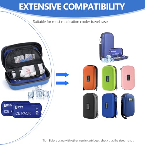 Ice Packs for Insulin Cooler Travel Case, Pack of 2(120g *2), TSA Approved Reusable Ice Packs, Retention for 8-12 Hours, Suitable for Most Medication Cooler Travel Case (2) - size: M-120g
