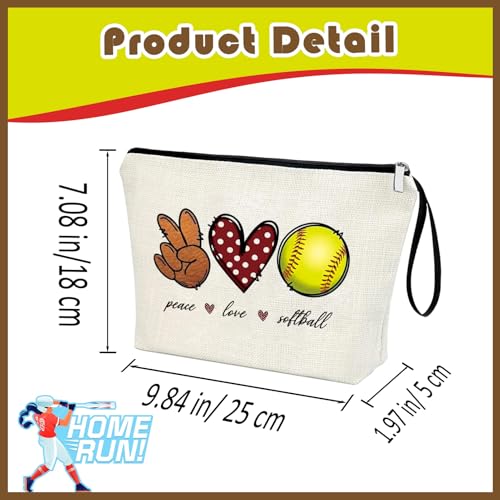 Softball Gifts for Women Girl Zipper Bag Funny Gifts for Softball Lover Softball Stuff Sport Season Gifts at the Games Day Makeup Bag Birthday Thanksgiving Christmas Gifts for Her Sister Friends BFF - style: Softball