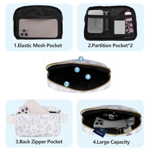 Waist Belt Bag Fashion Fanny Women and Men Gift Waist Pack With Adjustable Strap For Travel Running Hiking Walking Leopard White - color: Leopard White Fanny Pack