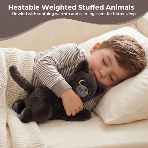 Microwavable Black Cat Stuffed Animals, Heatable & Coolable Plush Toys - style: Cat