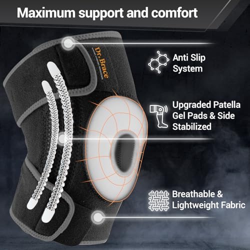 DR. BRACE ELITE Knee Brace with Side Stabilizers & Patella Gel Pads - color: Mercury, size: Small