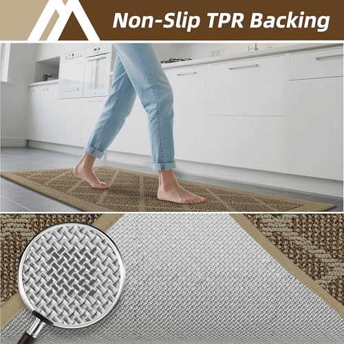 COSY HOMEER Kitchen Rugs, 2 PCS Kitchen Mats Non Slip Washable,Beige - color: Beige, size: 24"x36" + 24"x60"