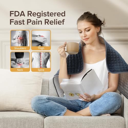 Heating Pad for Back Pain Relief, FSA Eligible HSA,17" x 33" Extra Large Heating Pads for Cramps, Electric Heating Pad with 6 Temperature Controller, Moist & Dry Heat, Auto Shut-Off, Machine Washable - color: Black&white
