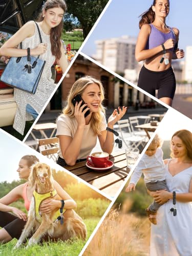 Keychain Wristlet, Works with Apple Find My, Rechargeable - color: Black+Silver