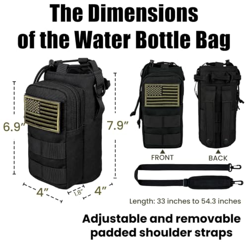 DEFUNX 32 Oz Water Bottle with Sleeve - Insulated Bottle with Strap Stainless Steel Gym Water Bottles for Men Sports Workout Hiking All Black - color: Black Bottle with All Black Sleeve, style: 32 Oz Water Bottle