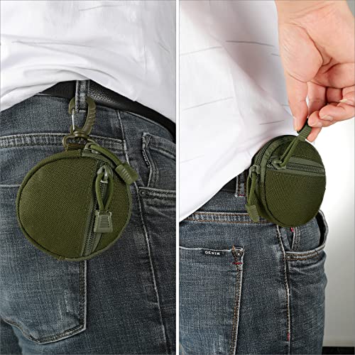 FRTKK 2 Pack Tactical Compact EDC Pouches Military Molle Utility Pouch Accessories Organizer Pouch Coin Purse Keychain Pocket Credit Card Holder Waist Pack - color: Army green