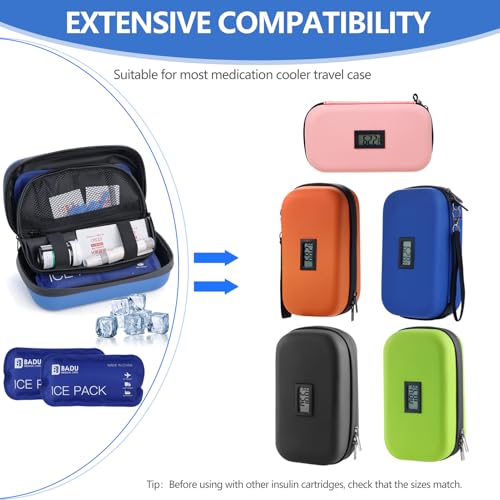 TSA Approved Ice Packs for Insulin Cooler Travel Case, Pack of 2(180g *2), Reusable Cooler Ice Packs, 8-24H Long Cooling, Suitable for Most Medication Travel Case - size: L-180g