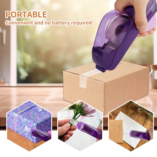 Eagle Automatic Tape Dispenser, Tape Gun, Single Handheld Design, Free 1 Roll of 0.5 Inch (12 mm) and 1 Roll of 0.75 Inch (19 mm) Tapes (Purple) - color: Purple