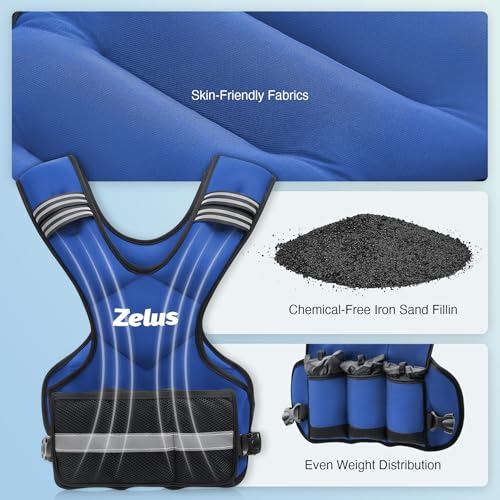 ZELUS Weighted Vest for Men Women,Adjustable 4-32lb Vest, Removable Weights - color: Blue, size: 20-32 lb.