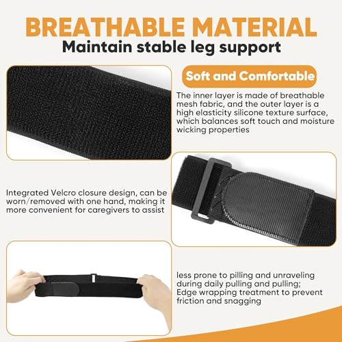 2 Pack Wheelchair Thigh Leg Strap - Leg Support on a Wheelchair for Adults, Adjustable Secure Leg Straps for Wheelchair Accessories with Non-Slip Design and Easy Hook Closure - size: Thigh Leg Strap