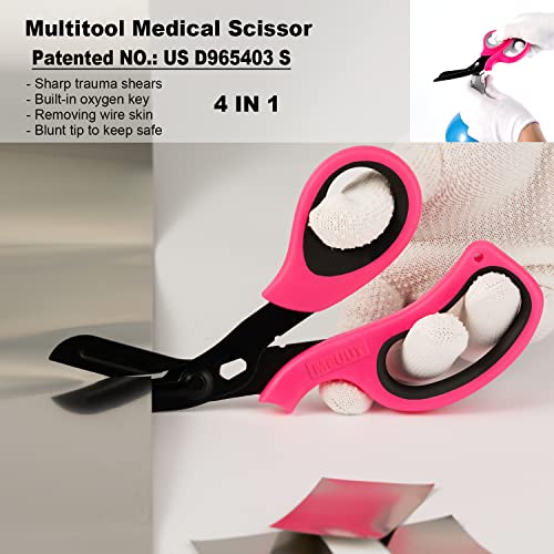MEUUT Medical Scissors 2-Pack Trauma Shears for Nurses All Purpose Scissors - color: Pink/Black+purple/Black