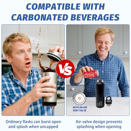 20 oz Insulated Water Bottle: Twist-free Vacuum Stainless Steel thermal flask with Leakproof Lid - Sweat-Proof & 36Hr Ice Retention - Anti-Scratch Coating Fit for Travel Gym Hiking - color: Black