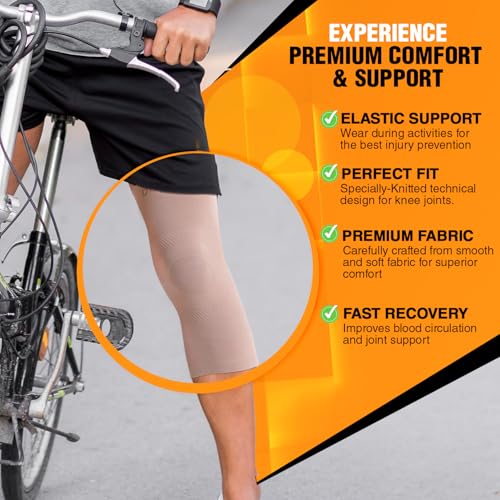 Doc Miller Knee Compression Sleeve Brace for Men & Women - color: Beige