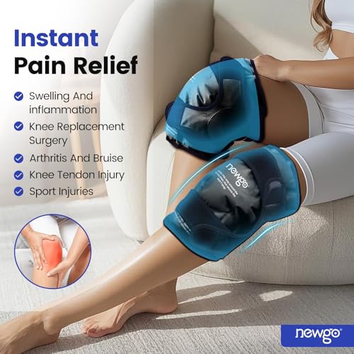 NEWGO Ice Pack for Knee Injuries Reusable, 360° Full Wrap, 2 Pack, Black - color: Regular Black 2-pack
