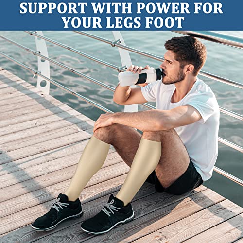 FEYHAY Copper Compression Socks (3 Pairs) 15-20 mmHg Circulation is Best Athletic & Daily for Men & Women, Running, Climbing - color: 3 Beige/Beige/Beige, size: Small-Medium