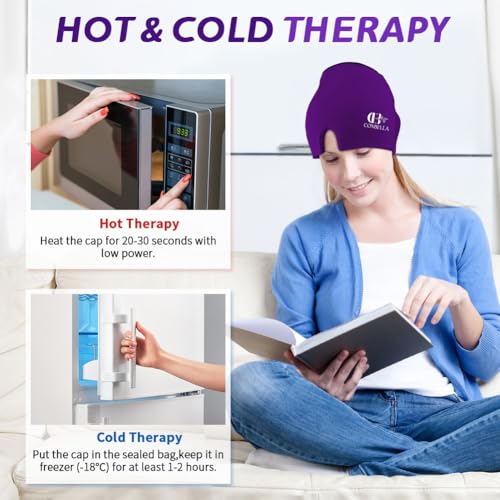 Migraine Relief Cap, Soothing Headache Ice Face Mask Products - color: Pink+purple