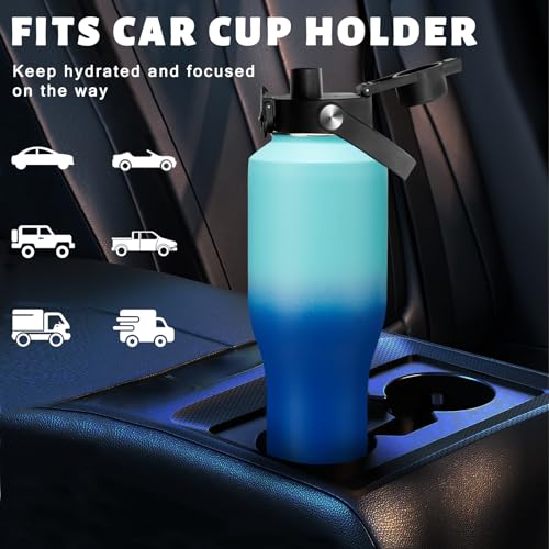 40 oz Insulated Water Bottle with Flip Straw & Auto Spout Lid for Camping - color: Caribbean Blue, size: 40 Ounces