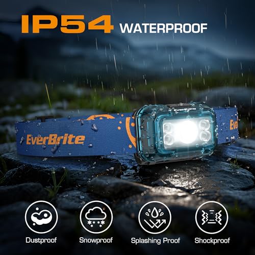 EverBrite Rechargeable Headlamp, 2 Pack Head Lamp for Kids & Adults - color: Mineral Blue