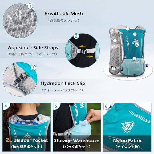 TRIWONDER Running Vest Hydration Pack Backpack for Men & Women, Lightweight Trail Marathon Run Race Vest for Cycling Jogging - color: 01 Light Blue - with 1.5L Water Bladder