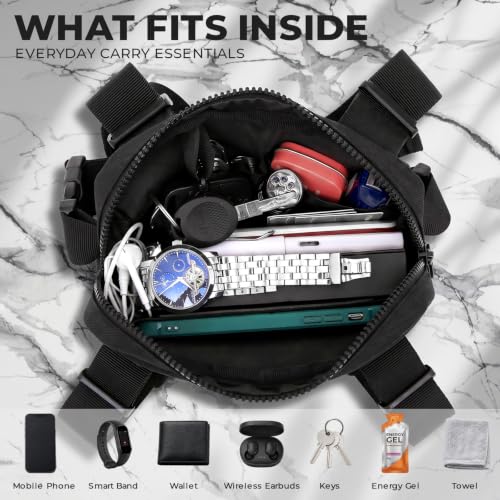 Muserise Running Chest Bag, Phone Holder, Lightweight Water Resistant - color: NRP Black