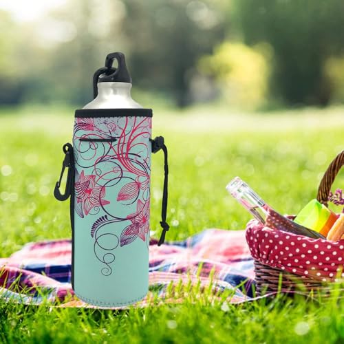 Wanty Neoprene 20 Oz Insulated Water Drink Bottle Cooler Carrier Cover Sleeve Tote Bag Pouch Holder Strap for Climbing Cycling and Running Outdoor Activities (Campanulaceae) - color: Campanulaceae