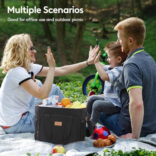 Lifewit Insulated Lunch Box for Men, Lunch Bag Cooler Women, Black 40-Can 24L - color: Black, size: Jumbo(24L)