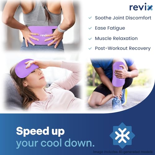 REVIX 2-Pack Gel Ice Packs Reusable, Hot Cold Gel Packs with Straps - color: Purple, size: Medium 10 x 5 Inch