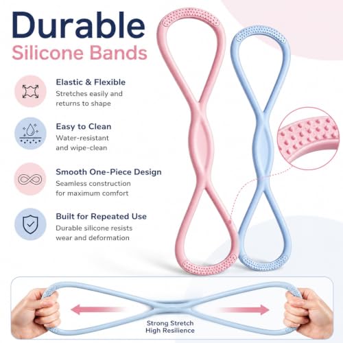 Figure 8 Resistance Bands with Handles,2 Pack Silicone Exercise Bands for Arms, Back, Legs and Glutes,15LB&25LB Figure Eight Bands for Yoga,Pilates,Stretching and Home Workout - color: Pink & Blue 15LB & 25LB