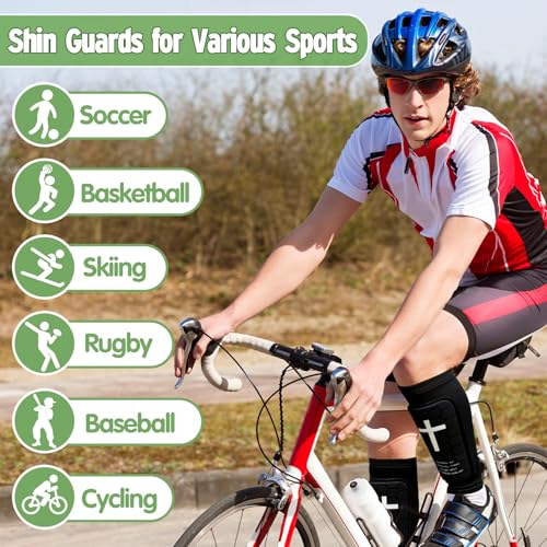 Soccer Shin Guards for Kids Youth and Adults, Honeycomb Padded - color: Black, size: Medium