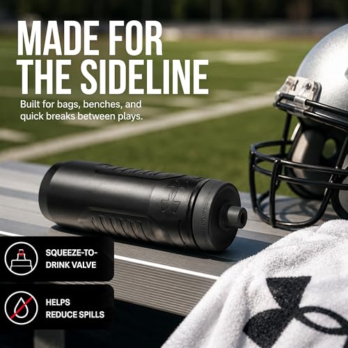 Under Armour Squeeze Water Bottles, 32 oz Water Bottles, Sideline Sports Water Bottle with Quick-Shot Lid, Quick & Easy Hydration, Gym Water Bottles, Squeeze Bottle, 1 32oz Bottle - color: Black/Pitch Grey