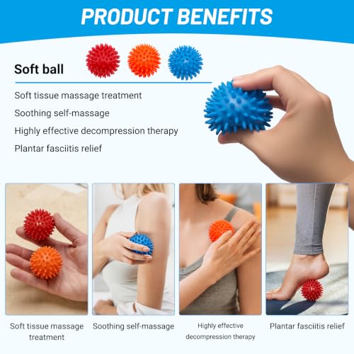 3PCS Spiky Massage Balls Set, Soft Foot Massage Ball For Muscle Relaxation
