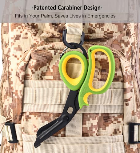 MEUUT Trauma Shears with Carabiner 7.5 Inch 2-Pack Medical Scissors - color: Green/Yellow+yellow/Green