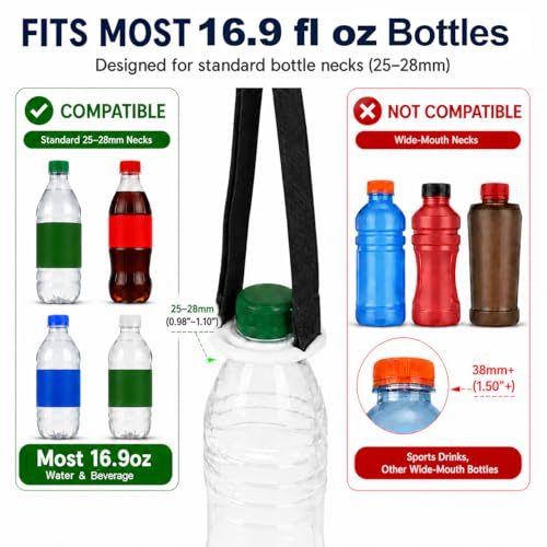 4 Pack Water Bottle Holder Lanyard Adjustable Beverages Shoulder Strap - color: Grey