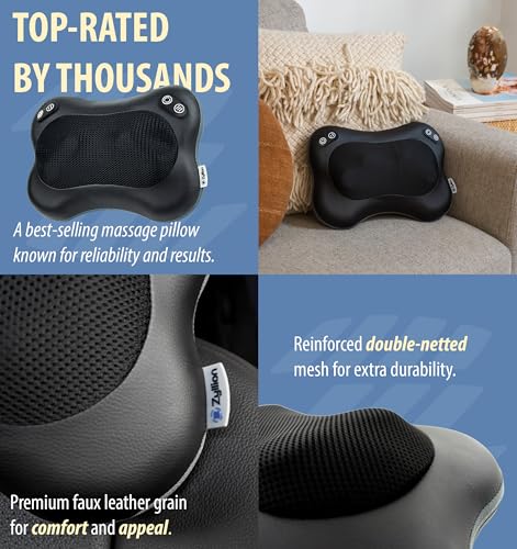 Zyllion ZMA-34 Back and Neck Massager with Heat for Pain Relief, Black - color: Zma-34: Black (2 Speeds)