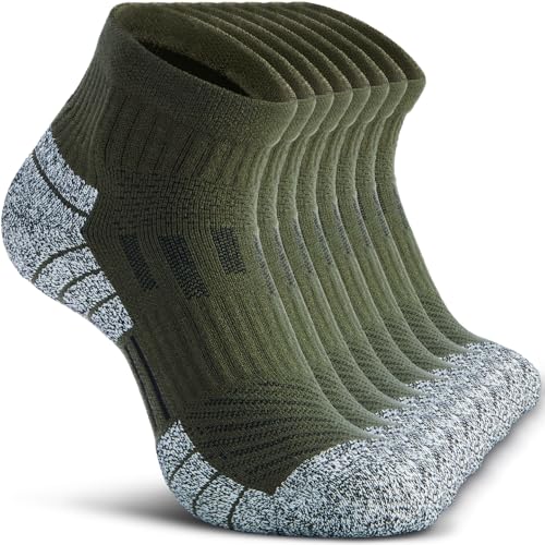 Compression Ankle Socks - Cozy Cushioned Hiking Running for Men Women - Thick Warm Durable - color: Green, size: X-Large