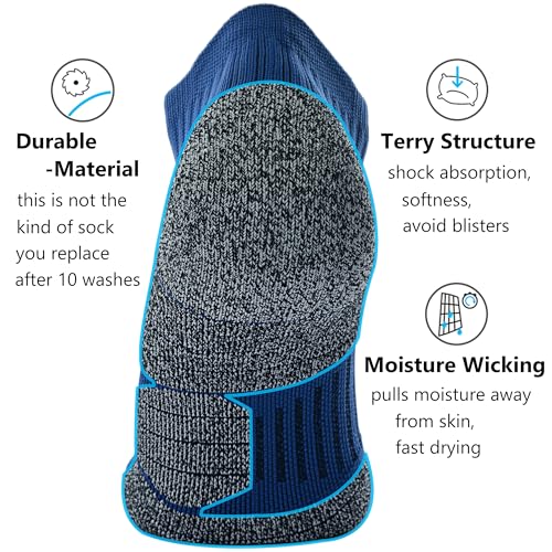 CWVLC Cushioned Athletic Ankle Compression Socks for Women Men 3/6 Pairs - color: 3-pairs Royal, size: Small