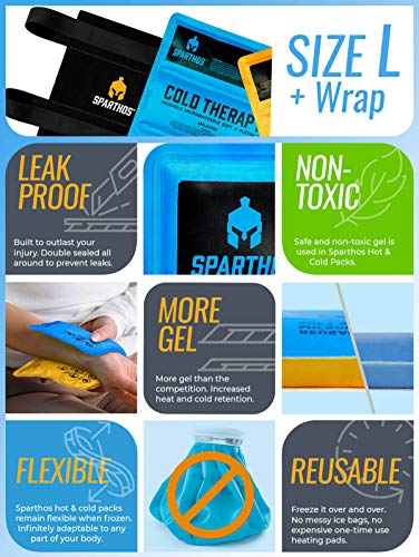 Sparthos Reusable Hot Cold Gel Ice Pack, Pain Relief - Large + Cover - size: Large, style: Pack of 1 + Cover