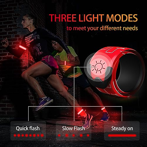 2 Pack LED Armband - Rechargeable Running Lights with Reflective Gear, High Visibility LED Wristband Lights - color: red