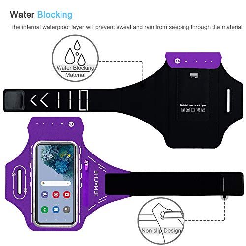 Armband for Samsung Galaxy S26 S25 S24 S23 S22 Ultra/Plus/FE, Gym Running Workouts Arm Band with Earbuds Holder (Purple) - color: Purple