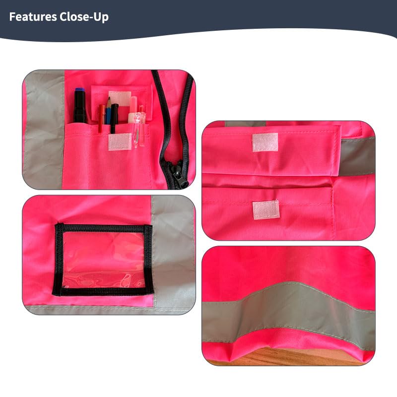 Safety Vest High Visibility Reflective Construction Vest - color: Pink, size: Small