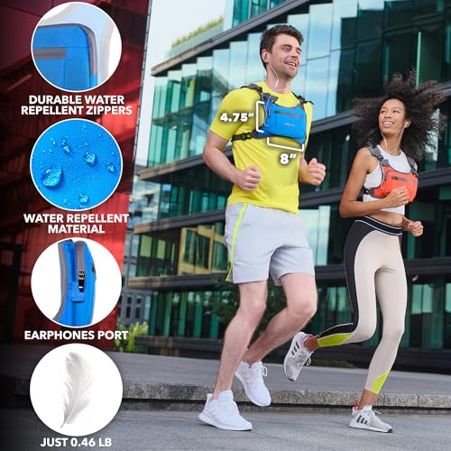 Running Chest Pack, Reflective Vest, Water Repellent, Phone Holder, Workout Bag for Runners, Cycling, Biking, EDC Pouch, Jogging Carrier, Hidden Pocket, Men & Women, Lightweight - color: Blue