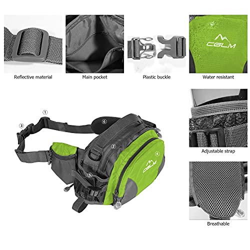 Hiking Fanny Pack Waist Bag with Water Bottle Holder for Men Women Outdoors Walking Running Lumbar Pack Fit iPhone iPod Samsung Phones (Green0005) - color: Green03