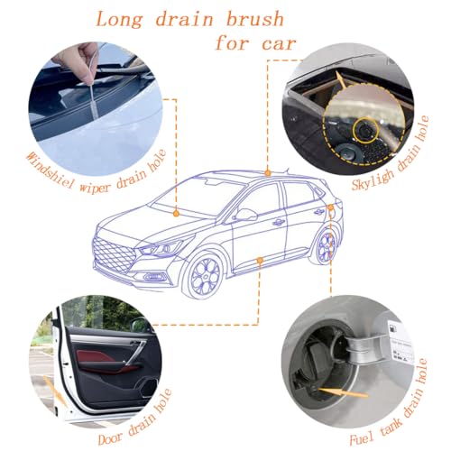 2-Pack Long Pipe Cleaners - 61" & 40" Stainless Steel Tube Cleaning Brush Set, Flexible Sunroof Drain Cleaning Tool for Sink, Refrigerator, Aquarium, Car Maintenance