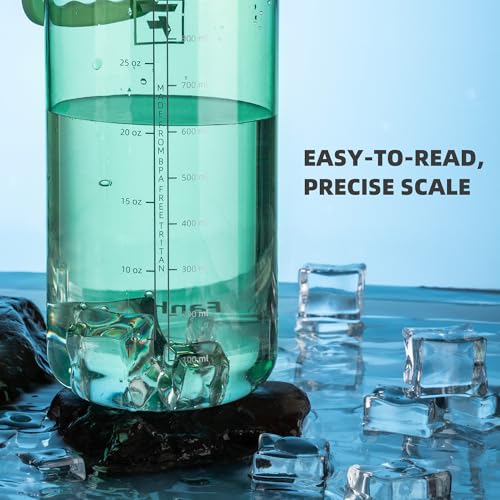 Fanhaw 32oz Clear Plastic Water Bottle with Fast-Flow Lid, Glow Green - color: Glow Green