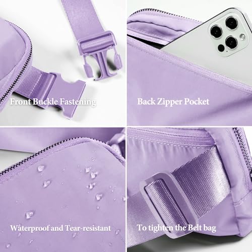 YOSHUYUKI Cross Body Fanny Packs for Women Fashion Waist Bag Pouch Nylon Small Travel Crossbody Bags Mini Purse Everywhere Belt Bag Bum Bag Adjustable Strap for Workout Running Hiking Lavender Fog - color: Lavender Fog