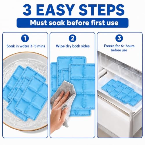 4 Pack Flexible Ice Packs for Lunch Boxes & Coolers, Lightweight - color: Light blue