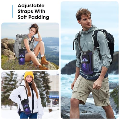 ToLuLu 25/32/40oz Water Bottle Carrier Bag Pocket,Insulated Neoprene Adjustable Shoulder Strap Water Bottle Pouch Case, Crossbody Water Bottle Holder Sling Sleeve for Men Women Adults - color: Purple Butterfly, size: 25 OZ