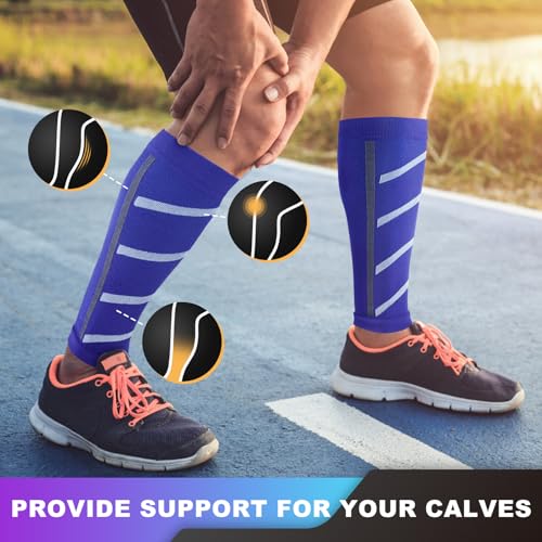Junely 3 Pairs Calf Compression Sleeve for Men and Women - color: Striped