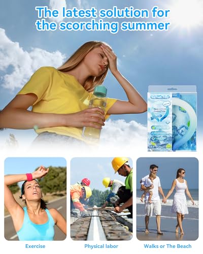 Neck Cooling Tube Wraps Ice Ring Neck Cooler Personal Ice Pack Wrap for Hot Weather Gel Reusable Wearable Gel Cooling for Summer Heat Hot Flashes Freezer Below 64.4℉ - color: Gradient Blue