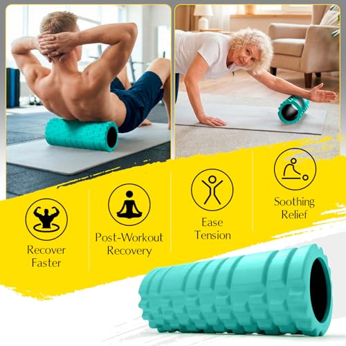 Foam Roller, Multi Density Patented Massage Roller for Deep Tissue - color: Aqua